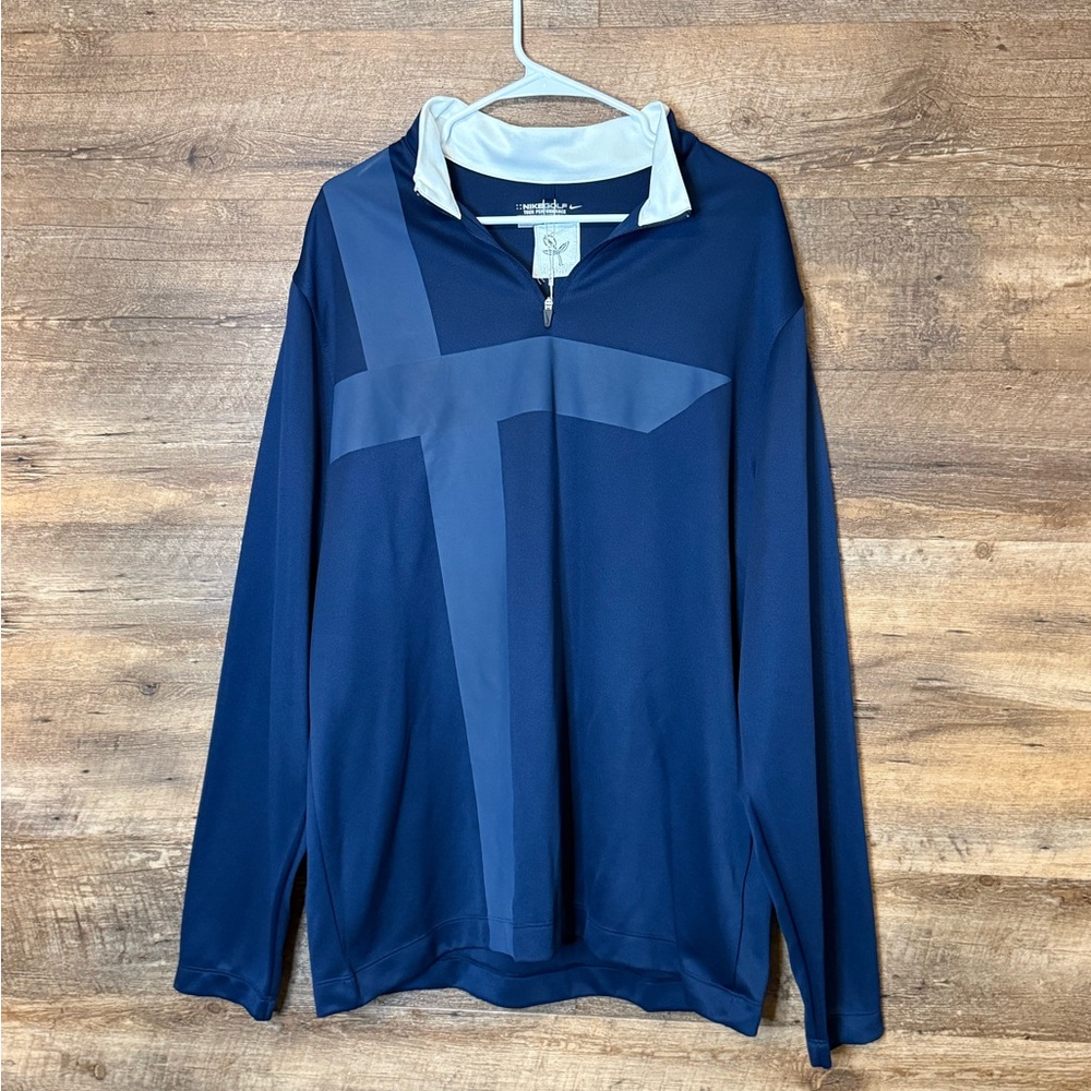 Nike Blue and Gray Quarter-Zip Pullover